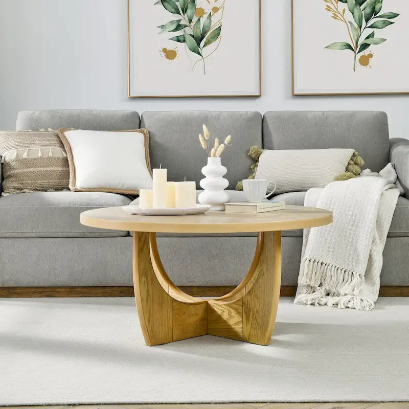 Mesa de centro redonda de madera para sala de estar