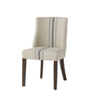 Silla de comedor, detalles de tachuelas, beige, patas de madera de caucho marrón