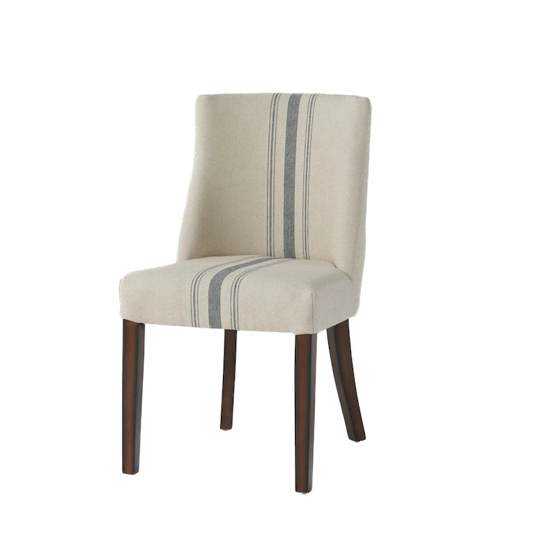 Silla de comedor, detalles de tachuelas, beige, patas de madera de caucho marrón