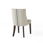 Silla de comedor, detalles de tachuelas, beige, patas de madera de caucho marrón