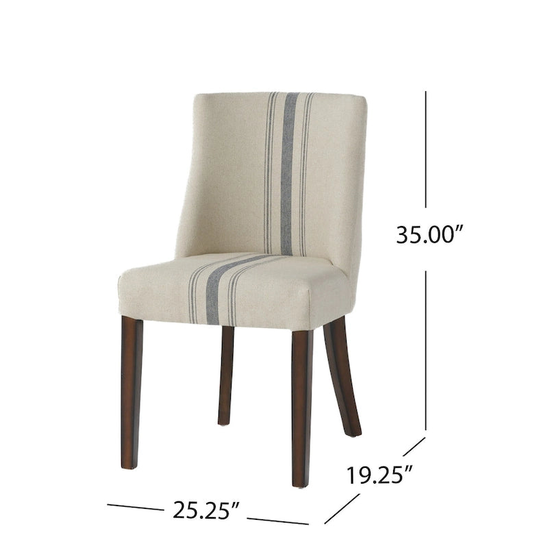 Silla de comedor, detalles de tachuelas, beige, patas de madera de caucho marrón