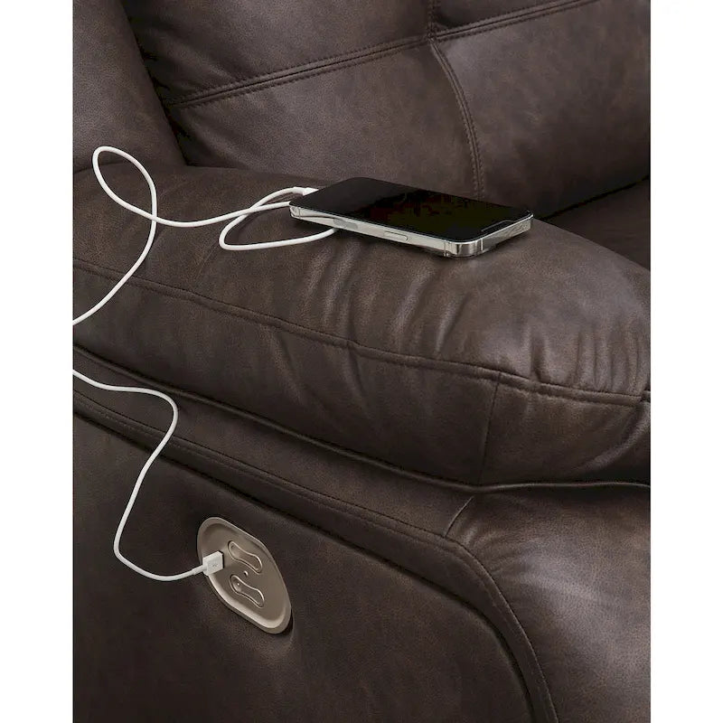 Sofá seccional reclinable eléctrico marrón oscuro - 112 An. x 39 Pr. x 41 Al.