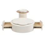 Mesa de centro redonda moderna de 2 piezas, tablero giratorio 360 grados en forma de flor con 2 cajones, mesa auxiliar de círculo superior con vidrio