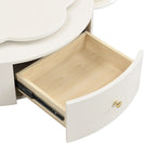 Mesa de centro redonda moderna de 2 piezas, tablero giratorio 360 grados en forma de flor con 2 cajones, mesa auxiliar de círculo superior con vidrio