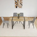 Mesa de cocina de madera de mediados de siglo, mesa y sillas de comedor para apartamento pequeño con base y patas de metal para cocina