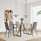 Mesa de cocina de madera de mediados de siglo, mesa y sillas de comedor para apartamento pequeño con base y patas de metal para cocina
