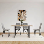 Mesa de cocina de madera de mediados de siglo, mesa y sillas de comedor para apartamento pequeño con base y patas de metal para cocina