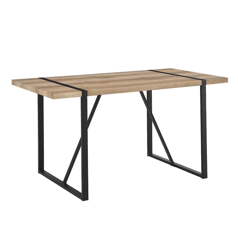 Mesa de cocina de madera de mediados de siglo, mesa y sillas de comedor para apartamento pequeño con base y patas de metal para cocina