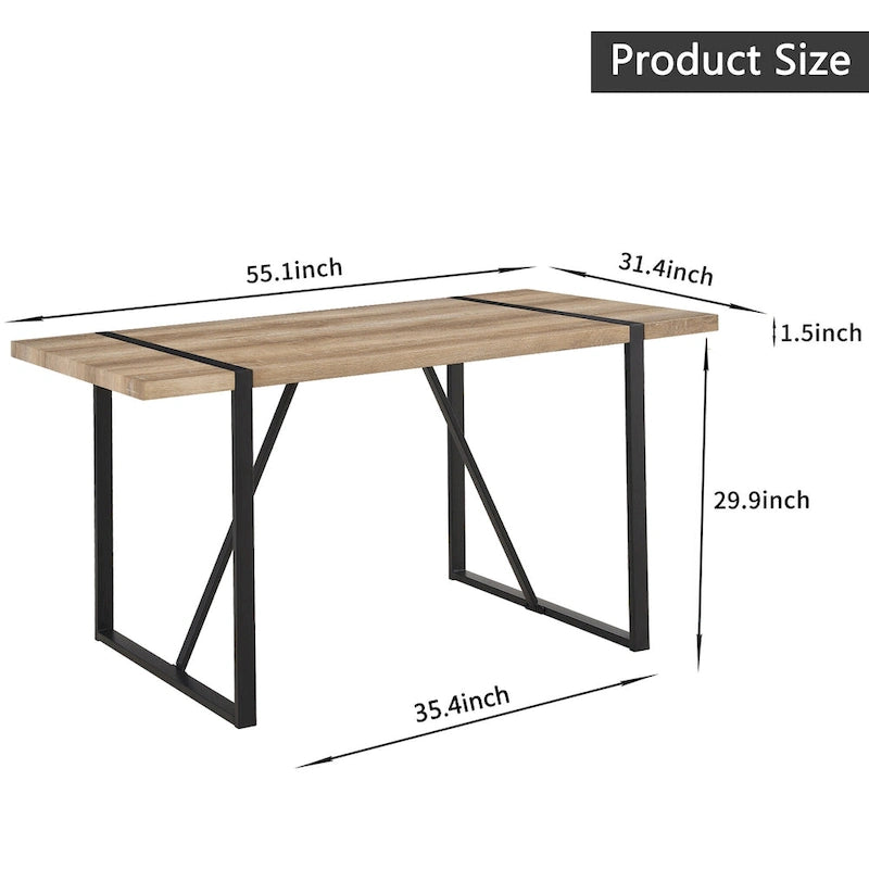 Mesa de cocina de madera de mediados de siglo, mesa y sillas de comedor para apartamento pequeño con base y patas de metal para cocina