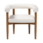 Silla de comedor Caia Boucle - Sillón moderno tapizado, color crema, diseño minimalista