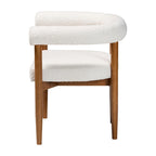 Silla de comedor Caia Boucle - Sillón moderno tapizado, color crema, diseño minimalista