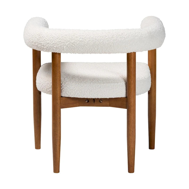 Silla de comedor Caia Boucle - Sillón moderno tapizado, color crema, diseño minimalista