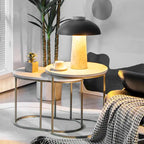 Mesa de centro nido moderna, 2 piezas, mesa auxiliar de café de mármol