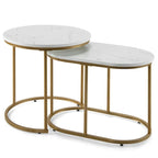 Mesa de centro nido moderna, 2 piezas, mesa auxiliar de café de mármol