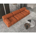 Sofá seccional de terciopelo, modular reversible, naranja