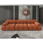 Sofá seccional de terciopelo, modular reversible, naranja