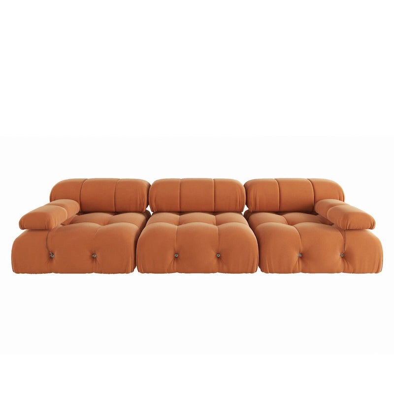 Sofá seccional de terciopelo, modular reversible, naranja