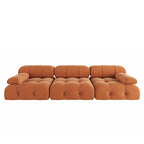 Sofá seccional de terciopelo, modular reversible, naranja