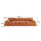 Sofá seccional de terciopelo, modular reversible, naranja