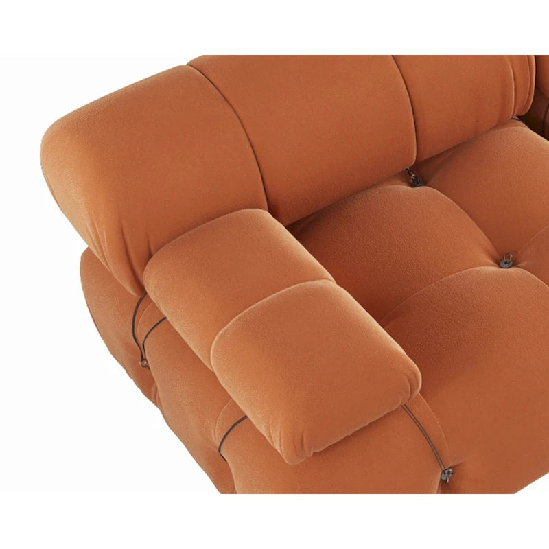 Sofá seccional de terciopelo, modular reversible, naranja