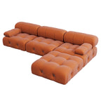 Sofá seccional de terciopelo, modular reversible, naranja