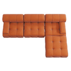 Sofá seccional de terciopelo, modular reversible, naranja