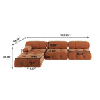 Sofá seccional de terciopelo, modular reversible, naranja