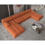 Sofá seccional de terciopelo, modular reversible, naranja
