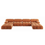 Sofá seccional de terciopelo, modular reversible, naranja