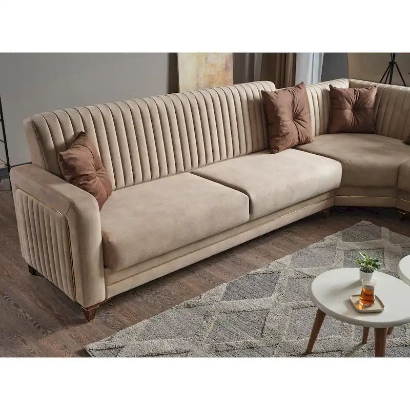 Sofá seccional cama de lino