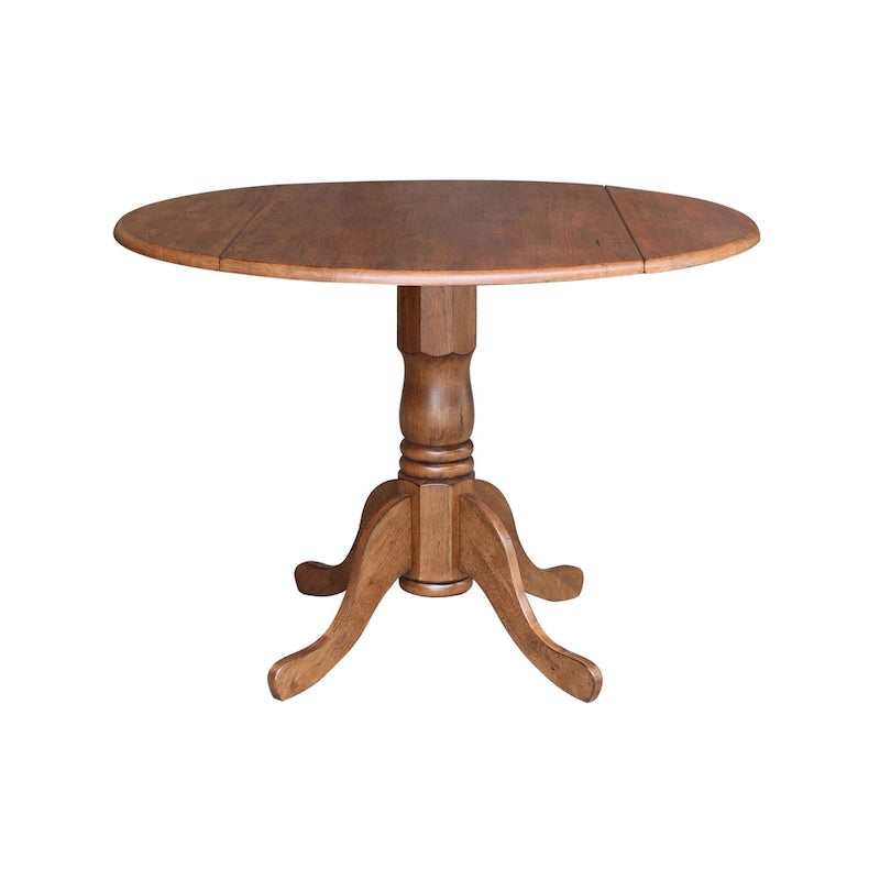 Mesa de 42 pulgadas de madera maciza con doble ala abatible y 2 sillas con respaldo en X - 3 piezas