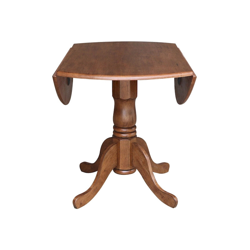 Mesa de 42 pulgadas de madera maciza con doble ala abatible y 2 sillas con respaldo en X - 3 piezas
