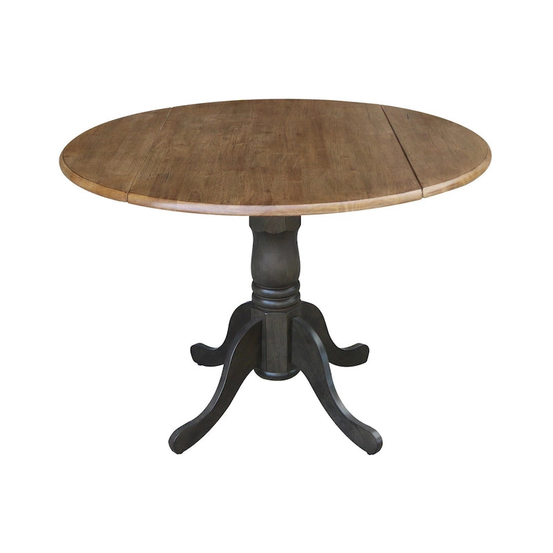 Mesa de 42 pulgadas de madera maciza con doble ala abatible y 2 sillas con respaldo en X - 3 piezas