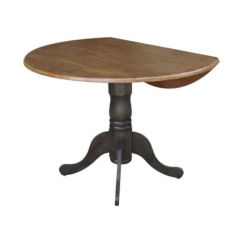 Mesa de 42 pulgadas de madera maciza con doble ala abatible y 2 sillas con respaldo en X - 3 piezas