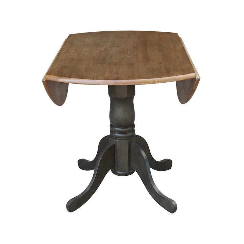 Mesa de 42 pulgadas de madera maciza con doble ala abatible y 2 sillas con respaldo en X - 3 piezas