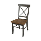 Mesa de 42 pulgadas de madera maciza con doble ala abatible y 2 sillas con respaldo en X - 3 piezas