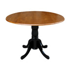 Mesa de 42 pulgadas de madera maciza con doble ala abatible y 2 sillas con respaldo en X - 3 piezas