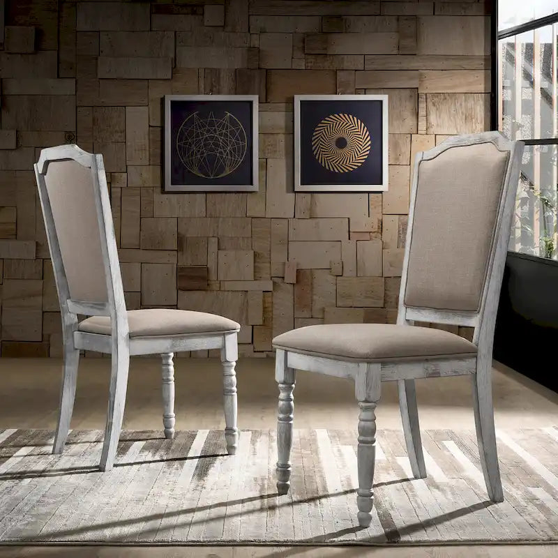 Comedor de 7 piezas, blanco rústico y roble