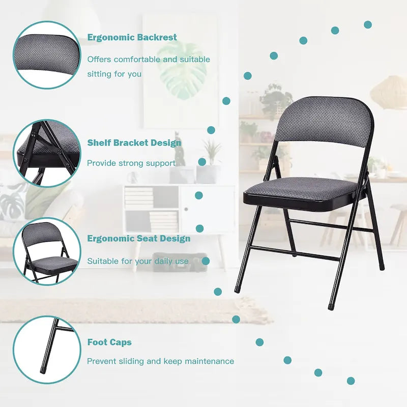 Sillas plegables con estructura metálica Sillas portátiles con asiento acolchado