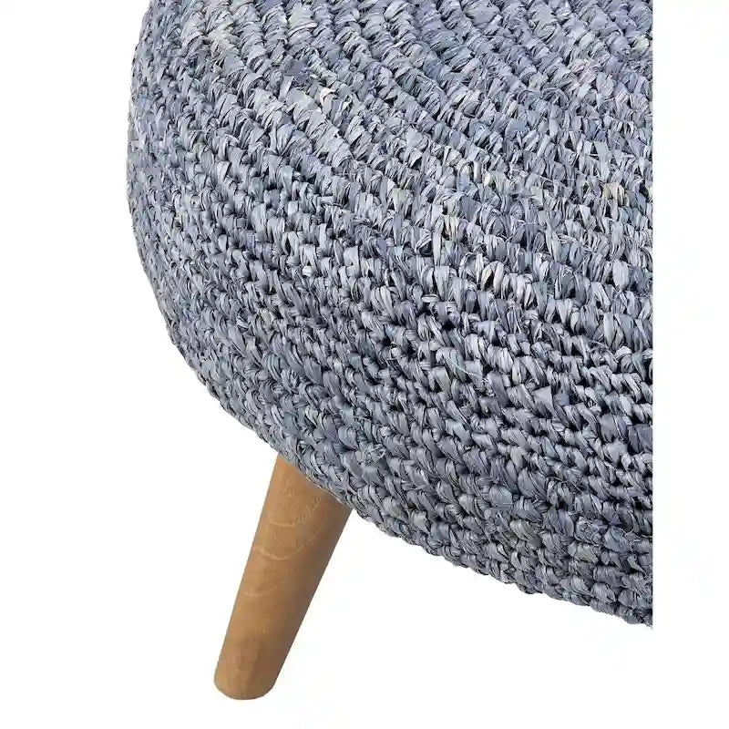 Puf otomano de madera de rafia natural hecho a mano
