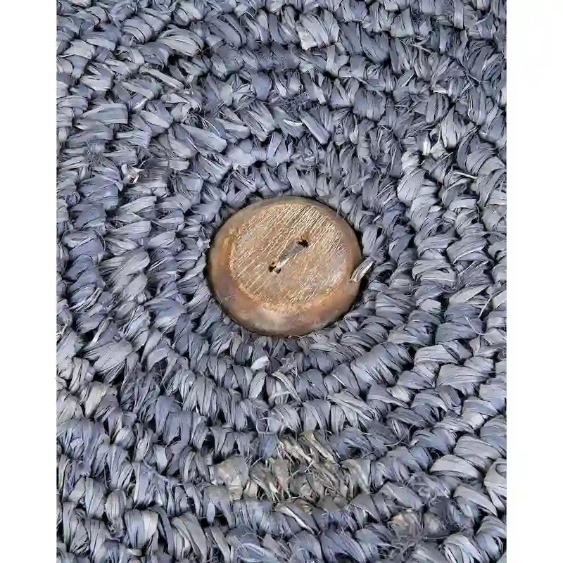 Puf otomano de madera de rafia natural hecho a mano