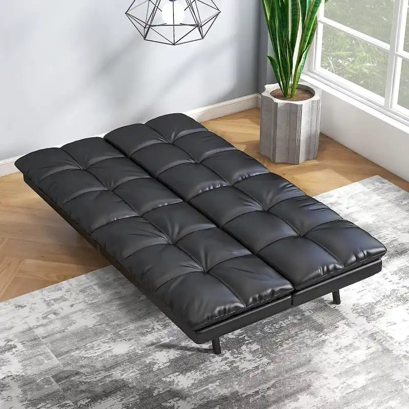 Sofá cama futón, sofá convertible plegable de espuma viscoelástica, diván reclinable con apoyabrazos ajustables para espacios pequeños
