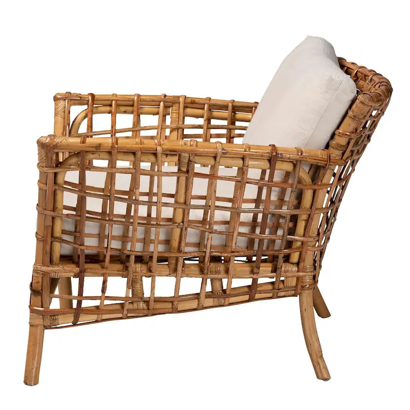 Sillón de ratán marrón natural bohemio moderno