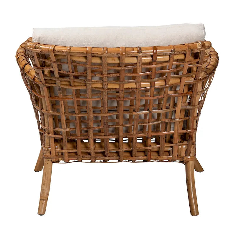 Sillón de ratán marrón natural bohemio moderno
