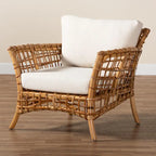 Sillón de ratán marrón natural bohemio moderno