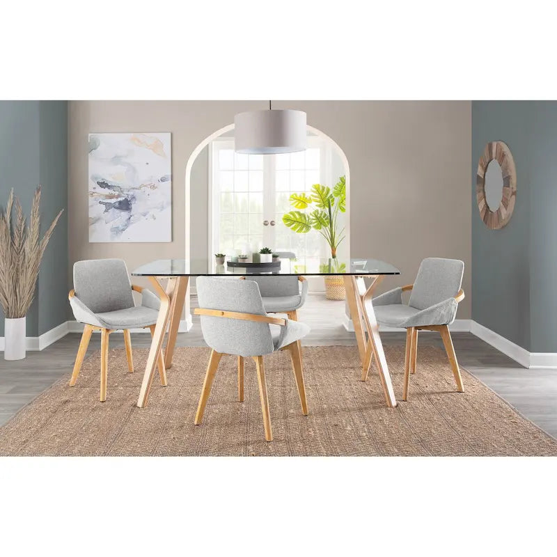 Silla de comedor de madera natural Pugo
