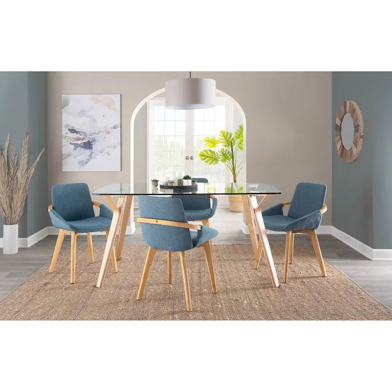 Silla de comedor de madera natural Pugo