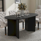Mesa de Comedor Ovalada de Madera Maciza Estilo Nórdico - Perfecta para Reuniones de 6 Personas 67 - 67*34*30