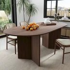 Mesa de Comedor Ovalada de Madera Maciza Estilo Nórdico - Perfecta para Reuniones de 6 Personas 67 - 67*34*30