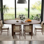 Mesa de Comedor Ovalada de Madera Maciza Estilo Nórdico - Perfecta para Reuniones de 6 Personas 67 - 67*34*30